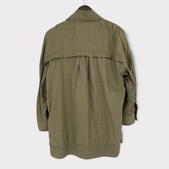 Maje Olive Green Asymmetric Zipper Crepe‎ Oversized Jacket - Picture 2 of 10